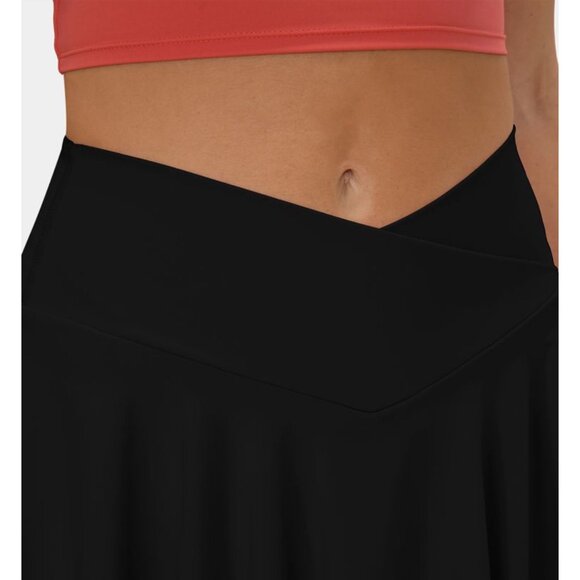 Halara SoftlyZero Flare Tennis Skirt Sz 2XL Black Crossover 2-in-1 Side Pocket C - Picture 16 of 16